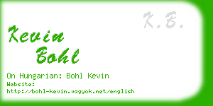 kevin bohl business card